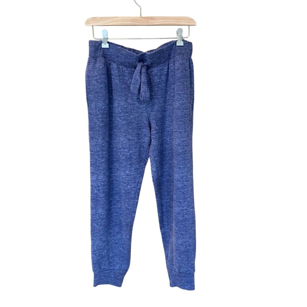 Jockey Women's Lightweight Lounge Pants Ribbed Drawstring Waist Blue Med